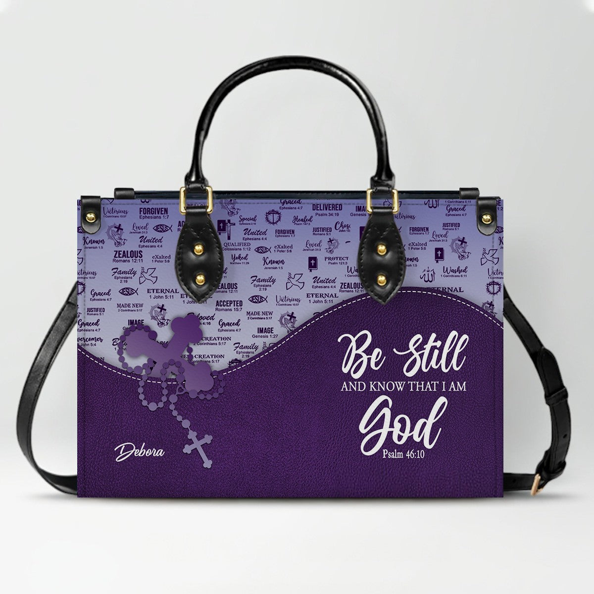 Personalized Christian Leather Handbag and Long Wallet Set – Custom Name, Faith-Inspired Gift for Women