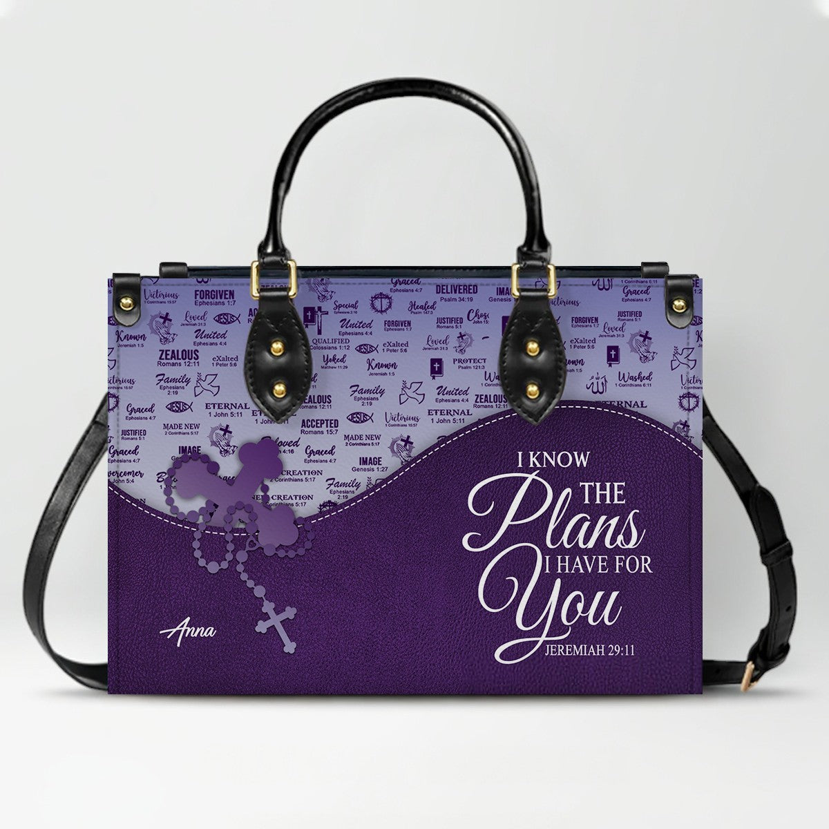 Personalized Christian Leather Handbag and Long Wallet Set – Custom Name, Faith-Inspired Gift for Women