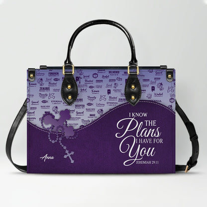 Personalized Christian Leather Handbag and Long Wallet Set – Custom Name, Faith-Inspired Gift for Women