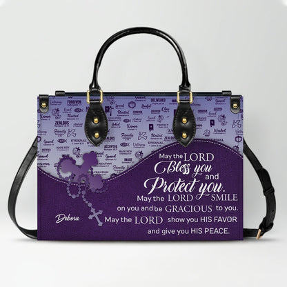 Personalized Christian Leather Handbag and Long Wallet Set – Custom Name, Faith-Inspired Gift for Women