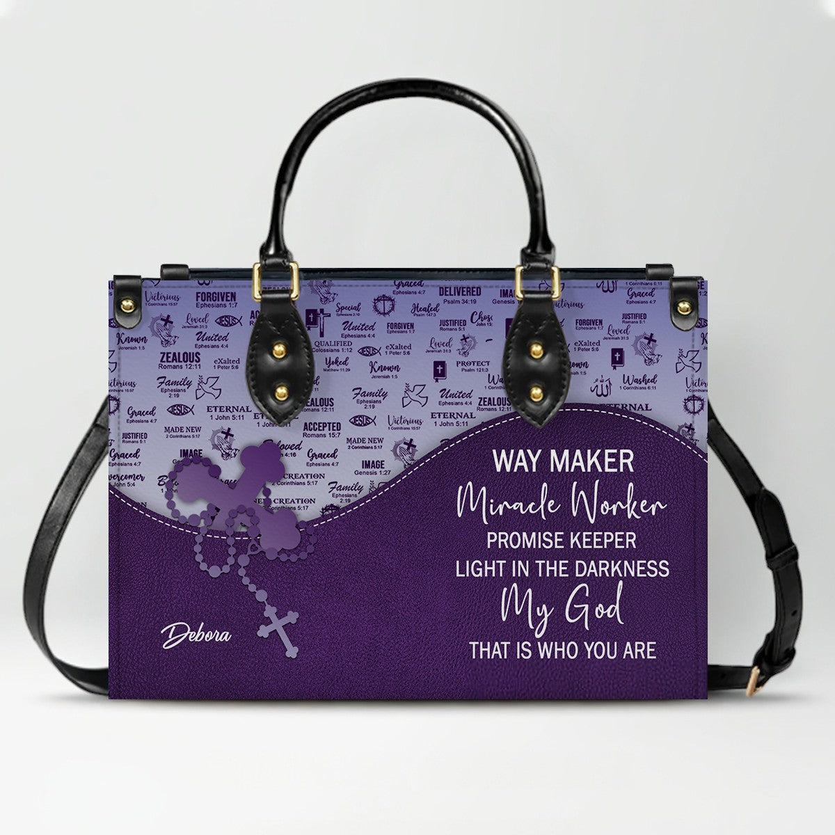 Personalized Christian Leather Handbag and Long Wallet Set – Custom Name, Faith-Inspired Gift for Women