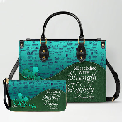 Personalized Leather Handbag Set – Custom Name Christian Purse with Bible Verse | CHRISTIANARTBAG Faith Gift for Women