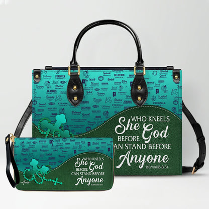 Personalized Leather Handbag Set – Custom Name Christian Purse with Bible Verse | CHRISTIANARTBAG Faith Gift for Women