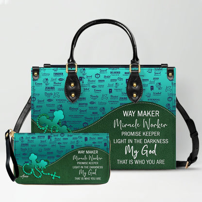 Personalized Leather Handbag Set – Custom Name Christian Purse with Bible Verse | CHRISTIANARTBAG Faith Gift for Women