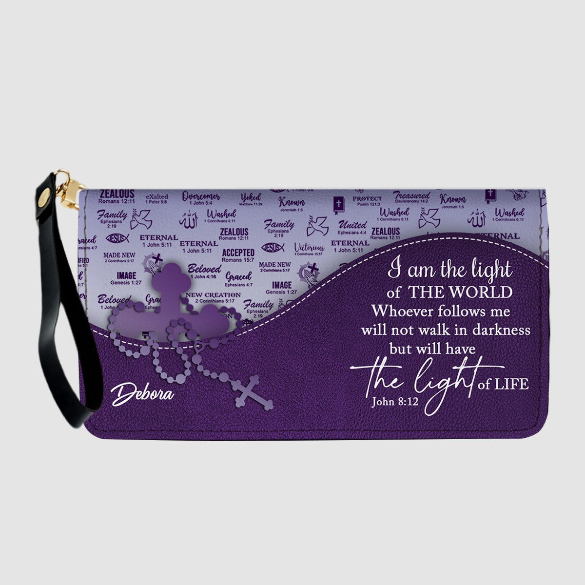 Personalized Christian Leather Handbag and Long Wallet Set – Custom Name, Faith-Inspired Gift for Women