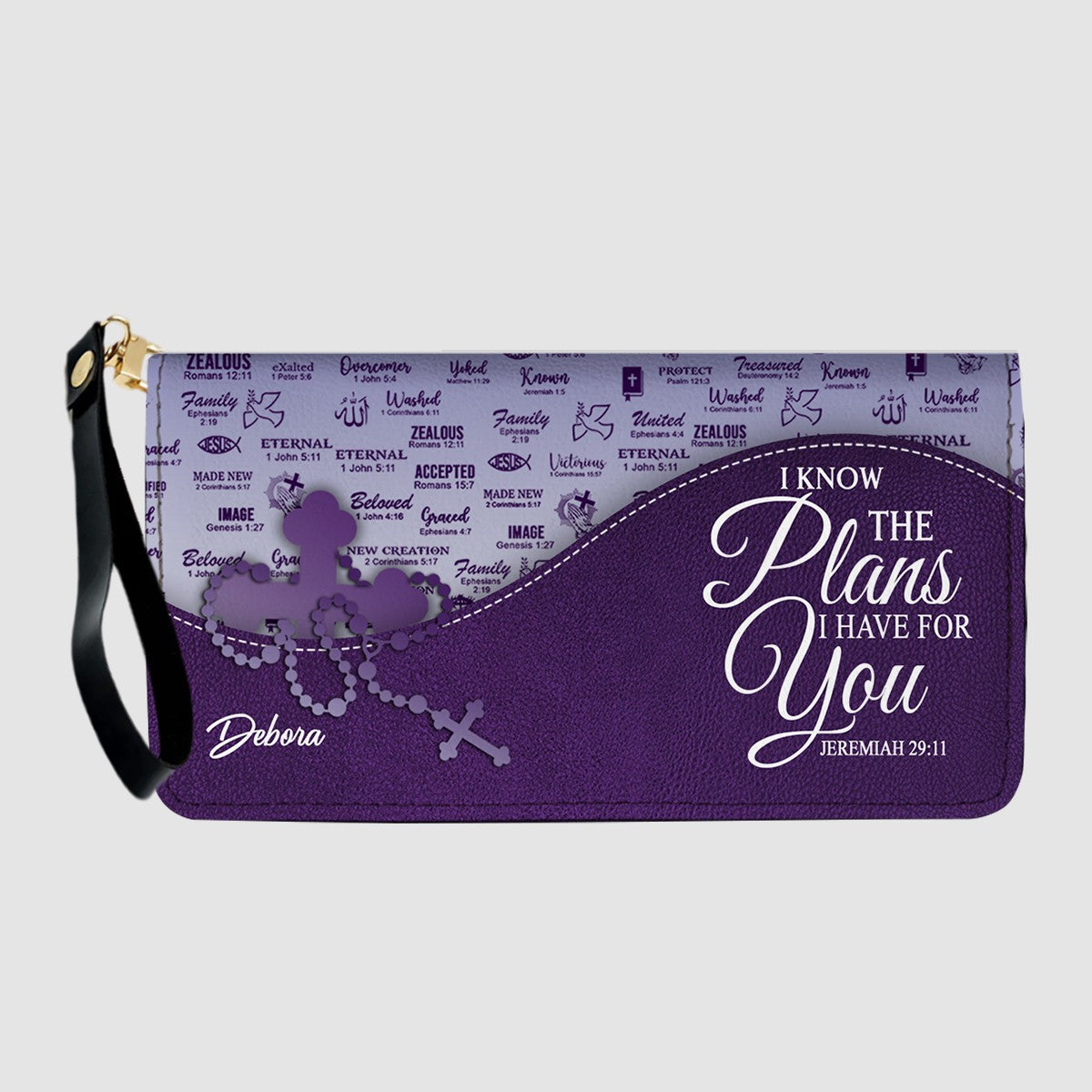 Personalized Christian Leather Handbag and Long Wallet Set – Custom Name, Faith-Inspired Gift for Women