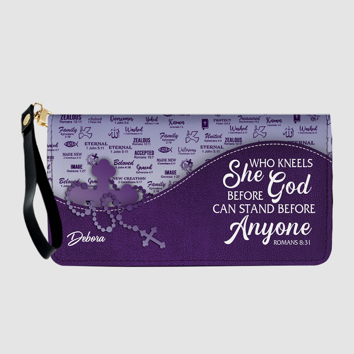 Personalized Christian Leather Handbag and Long Wallet Set – Custom Name, Faith-Inspired Gift for Women