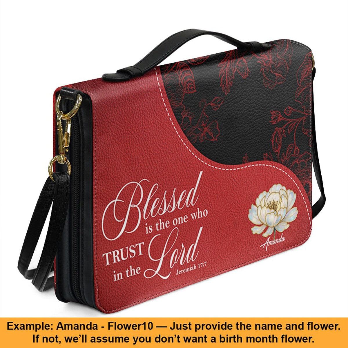 Personalized Red Bible Cover with Scripture | Custom Christian Gift for Women & Men