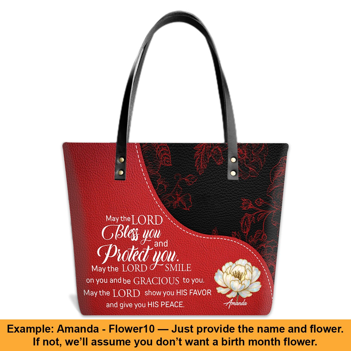 Personalized Christian Red Leather Tote Bag Luxury with Bible Verses – Custom Name Handbag by CHRISTIANARTBAG