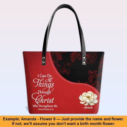 Personalized Christian Red Leather Tote Bag Luxury with Bible Verses – Custom Name Handbag by CHRISTIANARTBAG