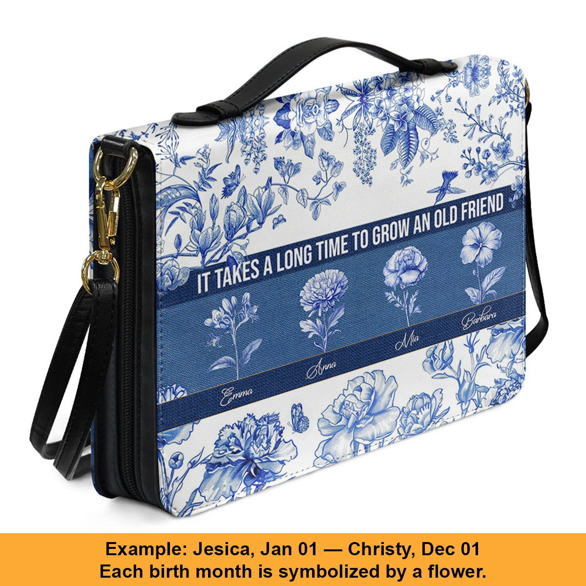 Personalized Bible Cover with Name & Birth Month Flower – Custom Christian Gift, Floral Scripture Cover, Unique Birthday Gift for Women