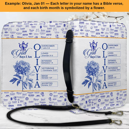 Personalized Leather Bible Cover with Name Letters, Bible Verses & Birth Month Flowers – CHRISTIANARTBAG