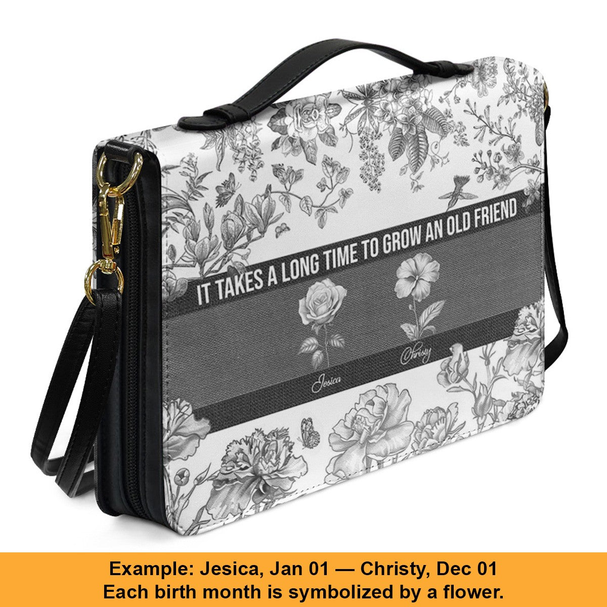 Personalized Bible Cover with Name & Birth Month Flower – Custom Christian Gift, Floral Scripture Cover, Unique Birthday Gift for Women