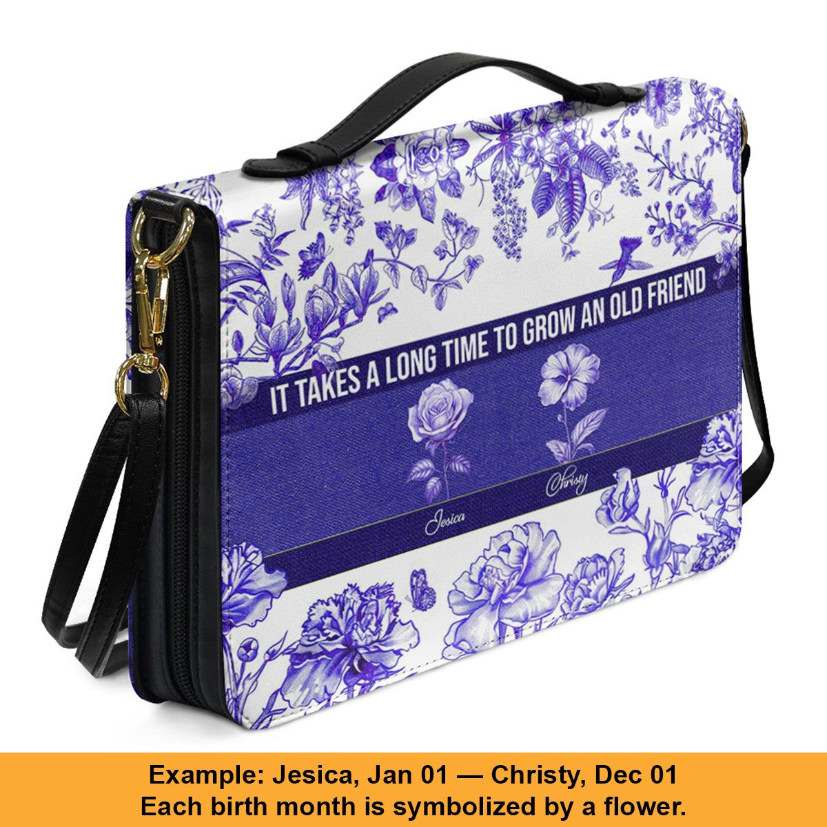 Personalized Bible Cover with Name & Birth Month Flower – Custom Christian Gift, Floral Scripture Cover, Unique Birthday Gift for Women