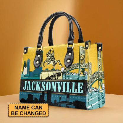 Jacksonville Skyline Custom Leather Tote - CHRISTIANARTBAG's City Pride Collection - CABLTHB16310324.