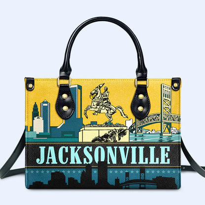 Jacksonville Skyline Custom Leather Tote - CHRISTIANARTBAG's City Pride Collection - CABLTHB16310324.