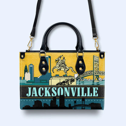 Jacksonville Skyline Custom Leather Tote - CHRISTIANARTBAG's City Pride Collection - CABLTHB16310324.