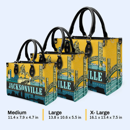 Jacksonville Skyline Custom Leather Tote - CHRISTIANARTBAG's City Pride Collection - CABLTHB16310324.