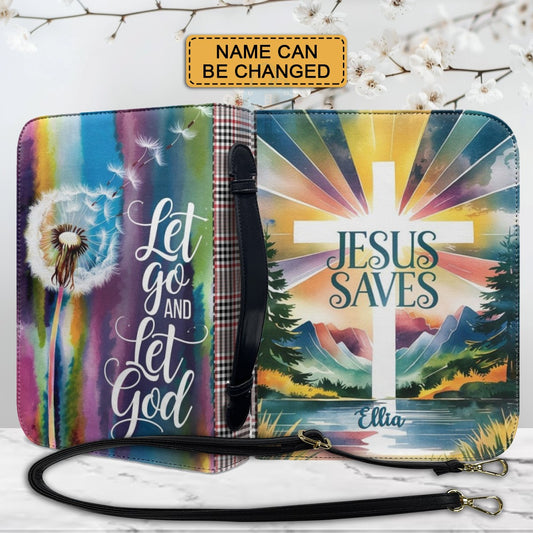 Christianart Bible Cover - Jesus Saves - Let Go And Let GOD - Personalized Bible Cover - Christmas Bible Cover - CABBBCV03261024