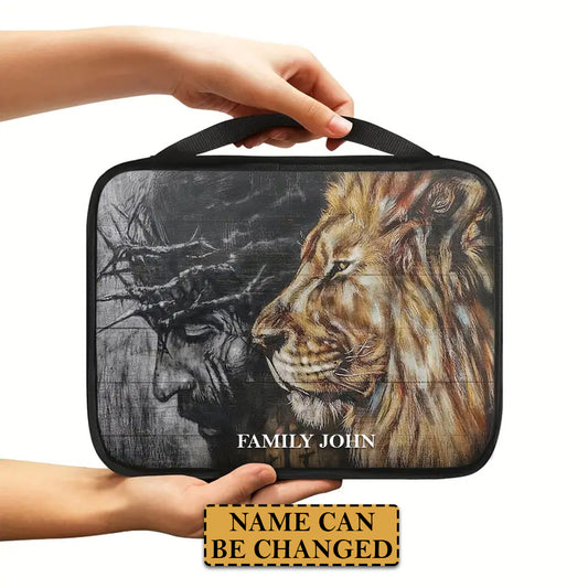 Jesus and Lion Canvas Bible Cover - Personalized Spiritual Armor | CHRISTIANARTBAG