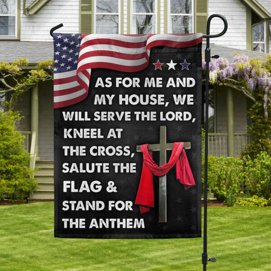 Christianartbag Flag, Jesus Cross American House Flags As For Me And My House We Will Serve The Lord House Flags - Christian Art Bag