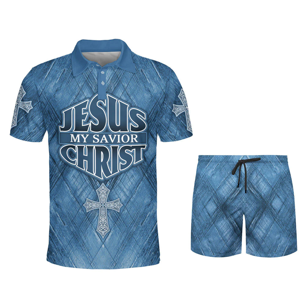 Christianartbag Polo Shirt Jesus My Savior Christ Cross Polo Shirt Christian Shirts Shorts CAB0120923