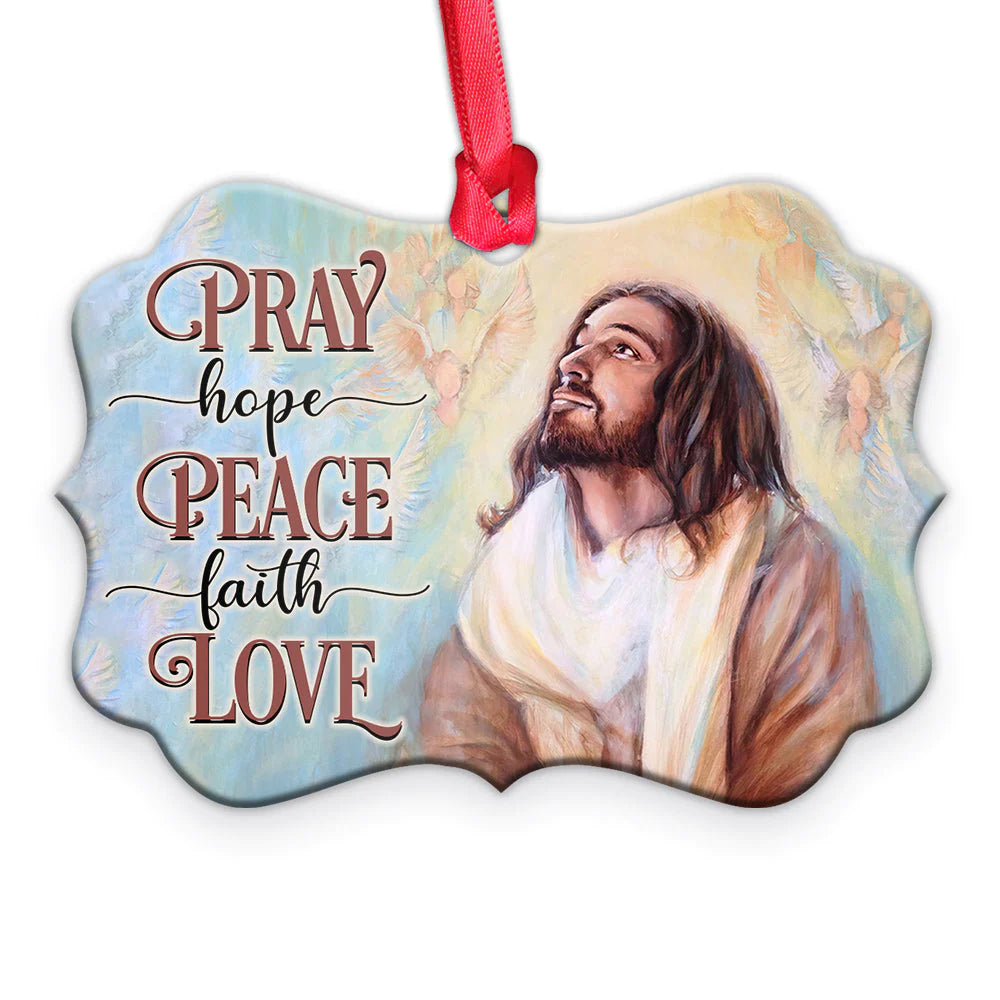 Christianartbag Ornament, Jesus Pray Hope Peace Faith Love, Christmas Ornament, Christmas Gift, Personalized Ornament. - Christian Art Bag