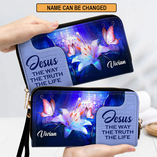 Christianartbag Clutch Purse, Jesus The Way The Truth The Life Clutch Purse For Women, Personalized Name, Christian Gifts For Women, CAB17091223. - Christian Art Bag