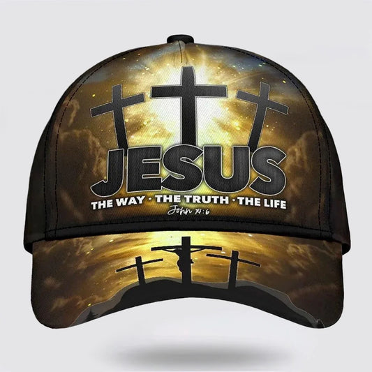 Christianartbag Hat, Personalized Name Classic Cap with Jesus Way Truth Life Cross Design, Personalized Hat, Christian Hat, CABHAT05141223. - Christian Art Bag