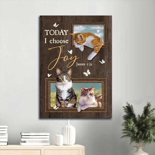 Joyful Felines Canvas Print - CHRISTIANARTBAG | 'Today I Choose Joy' Cat-Inspired Wall Art with Scripture