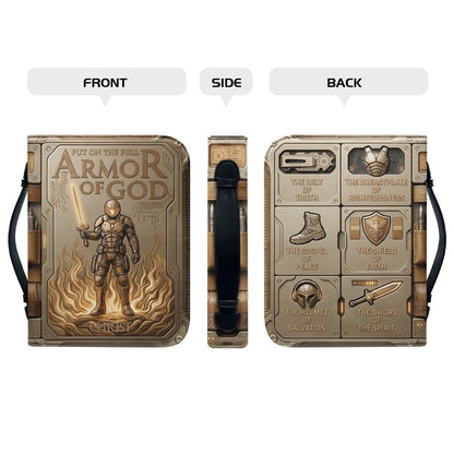 Personalized Bible Cover Armor of God | Custom Name Leather Bible Case with Handle | Christian Gift for Men Women | CHRISTIANARTBAG CAB01060926