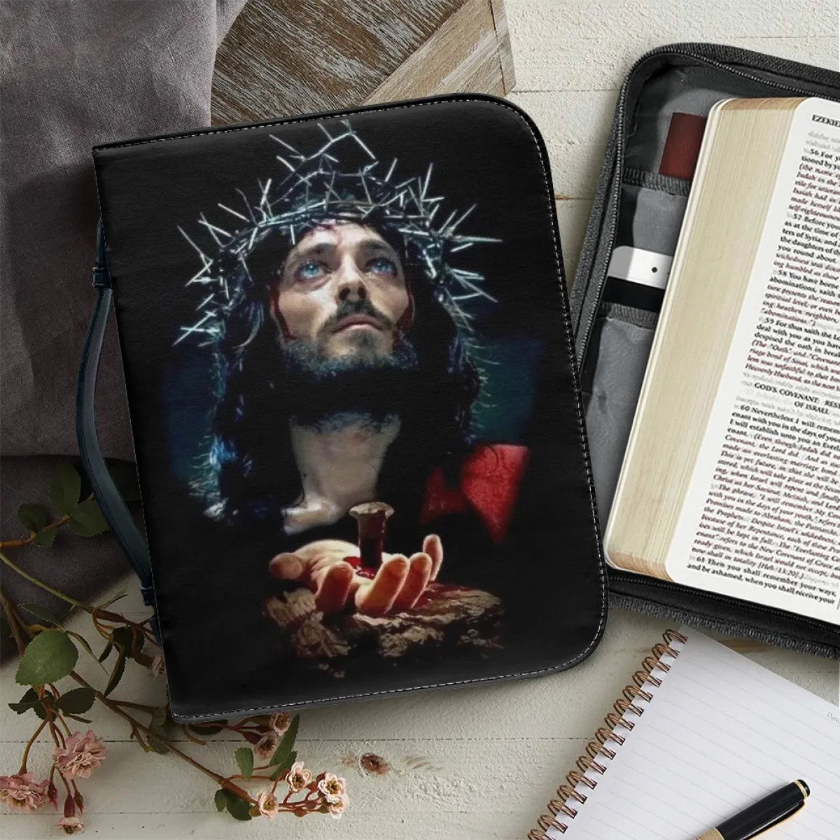 Christianartbag Bible Cover, King Jesus Pattern Print Bible Cover, Personalized Bible Cover, Gifts For Men, Christmas Gift, CABBBCV05290723 - Christian Art Bag