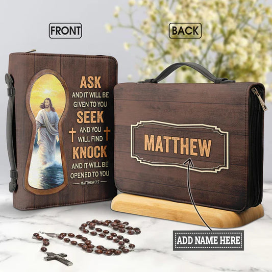 Christianartbag Bible Cover, Knock And It Will Be Opened To You Matthew 7:7, Personalized Bible Cover, Gifts For Women, Christmas Gift, CABBBCV04090823. - Christian Art Bag