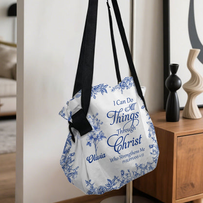 Personalized Large Oxford Fabric Tote Bag – Christian Bible Verse Shoulder Bag with Custom Name & Scripture – CHRISTIANARTBAG
