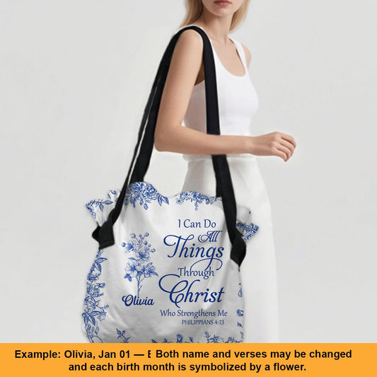 Personalized Large Oxford Fabric Tote Bag – Christian Bible Verse Shoulder Bag with Custom Name & Scripture – CHRISTIANARTBAG