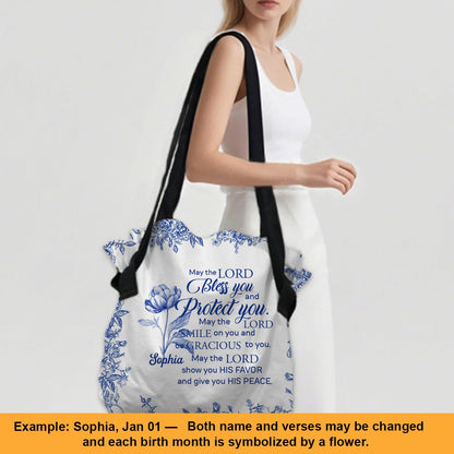 Personalized Large Oxford Fabric Tote Bag – Christian Bible Verse Shoulder Bag with Custom Name & Scripture – CHRISTIANARTBAG