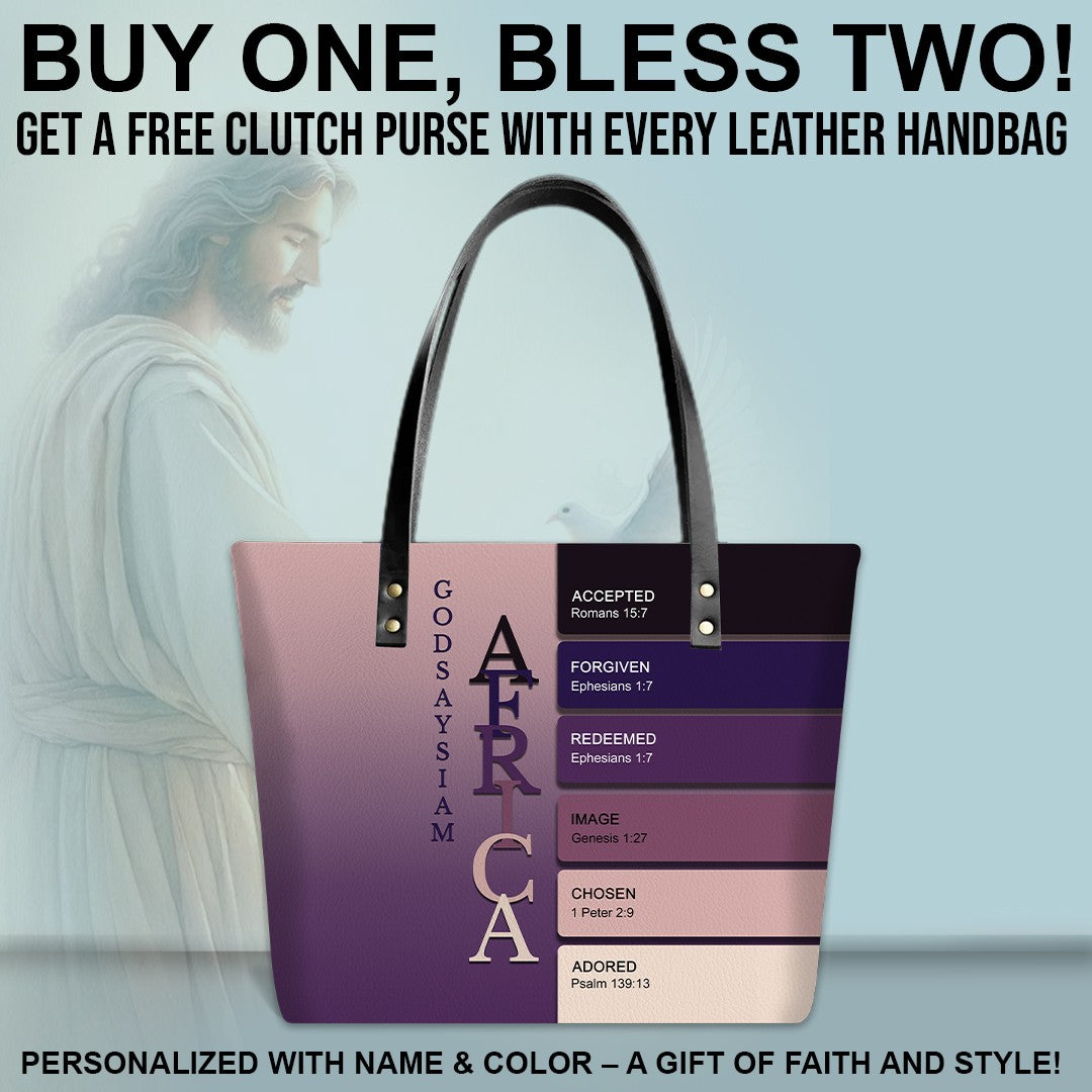 Uncover the sacred meaning of your name - Personalized Leather TOTE Bag Luxury – Free Clutch Purse Gift | CHRISTIANARTBAG CAB01052626