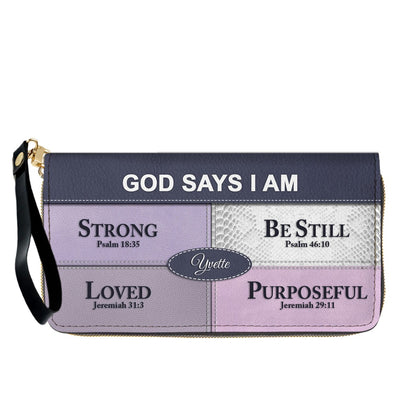 Personalized “God Says I Am” Leather Handbag for Christian Women – Custom Name & Color | CHRISTIANARTBAG 0111825