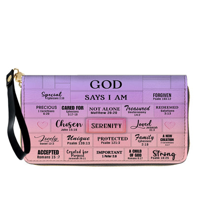 Personalized Leather Handbag & Long Wallet Set – GOD Says I Am Christian Gift for Women