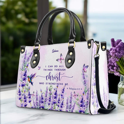 Custom Name Christian Leather Handbag with Matching Long Wallet - Scripture Verse Tote Bag, Inspirational Religious Gift for Women, Mother's Day CAB01042126