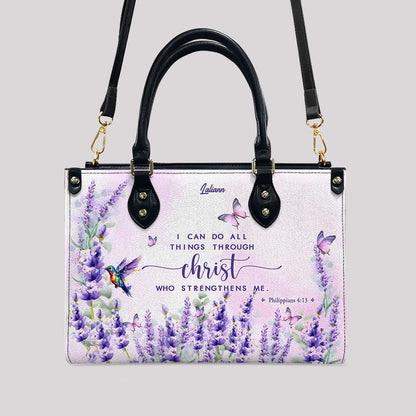 Custom Name Christian Leather Handbag with Matching Long Wallet - Scripture Verse Tote Bag, Inspirational Religious Gift for Women, Mother's Day CAB01042126