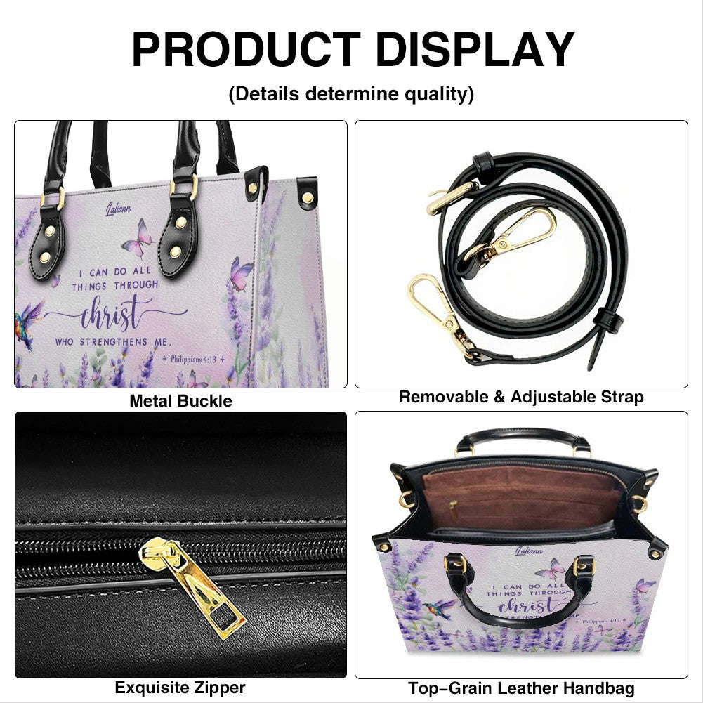 Custom Name Christian Leather Handbag with Matching Long Wallet - Scripture Verse Tote Bag, Inspirational Religious Gift for Women, Mother's Day CAB01042126