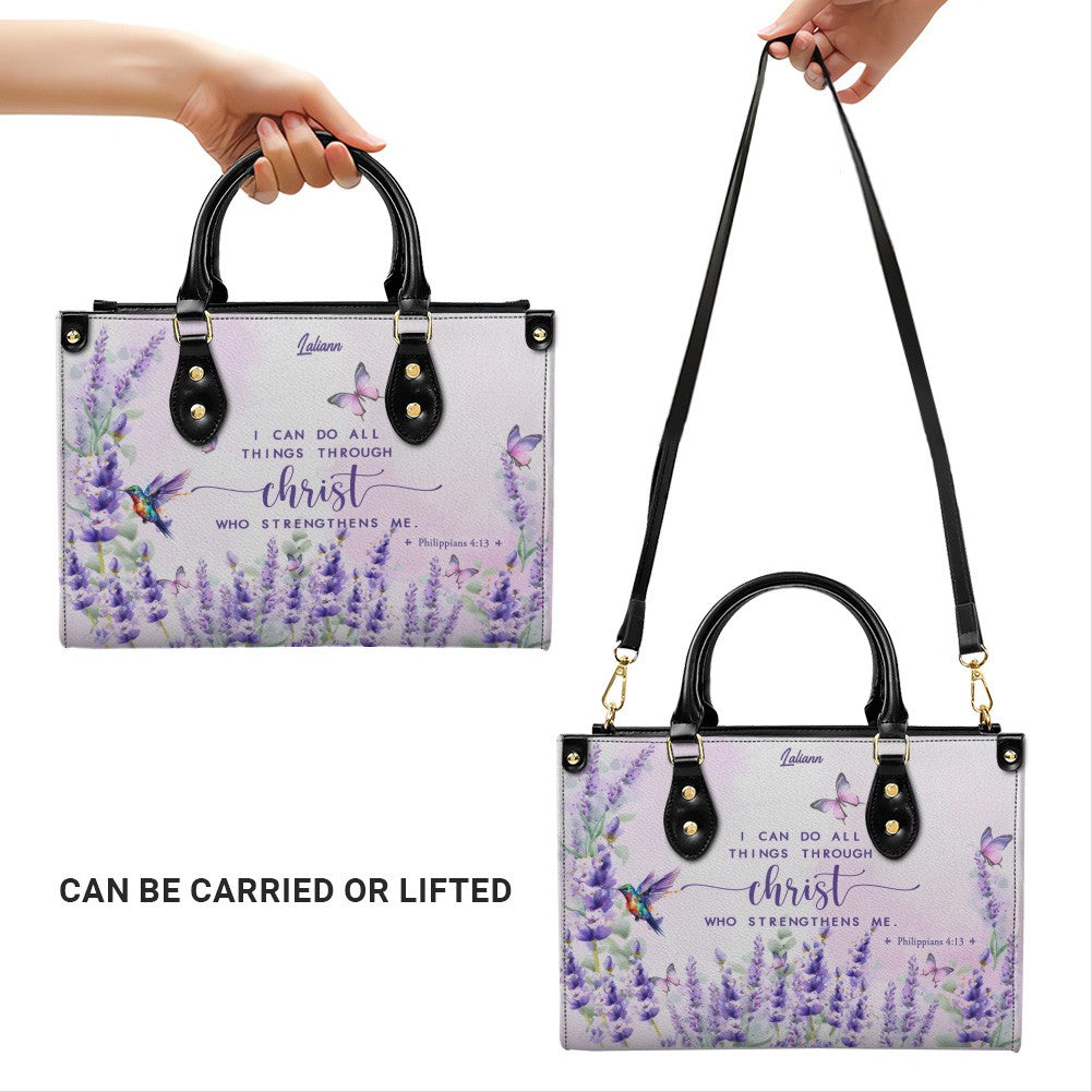 Custom Name Christian Leather Handbag with Matching Long Wallet - Scripture Verse Tote Bag, Inspirational Religious Gift for Women, Mother's Day CAB01042126