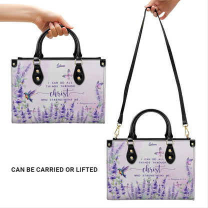 Custom Name Christian Leather Handbag with Matching Long Wallet - Scripture Verse Tote Bag, Inspirational Religious Gift for Women, Mother's Day CAB01042126