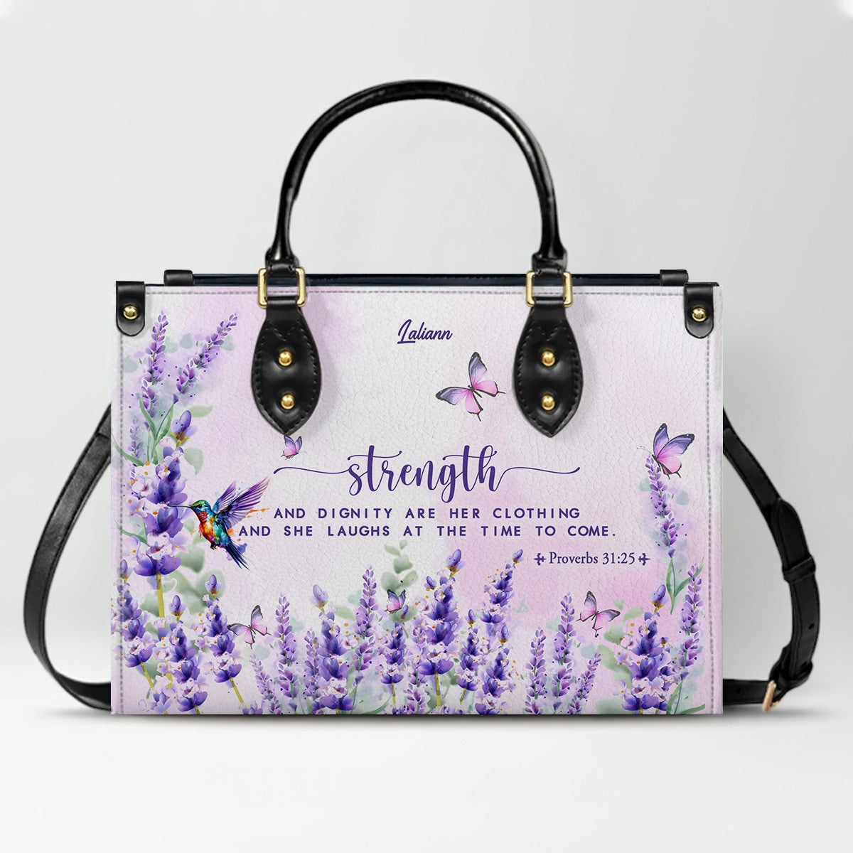 Custom Name Christian Leather Handbag with Matching Long Wallet - Scripture Verse Tote Bag, Inspirational Religious Gift for Women, Mother's Day CAB01042126