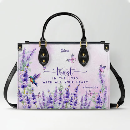 Custom Name Christian Leather Handbag with Matching Long Wallet - Scripture Verse Tote Bag, Inspirational Religious Gift for Women, Mother's Day CAB01042126