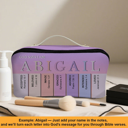 Personalized Christian Makeup Bag with Bible Verses – Custom Name Cosmetic Pouch by CHRISTIANARTBAG