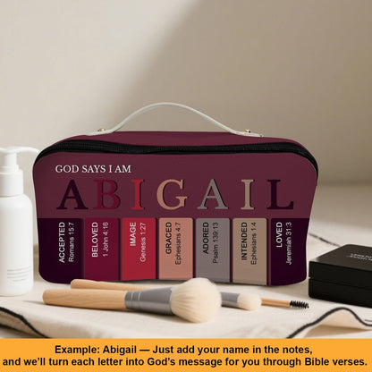 Personalized Christian Makeup Bag with Bible Verses – Custom Name Cosmetic Pouch by CHRISTIANARTBAG