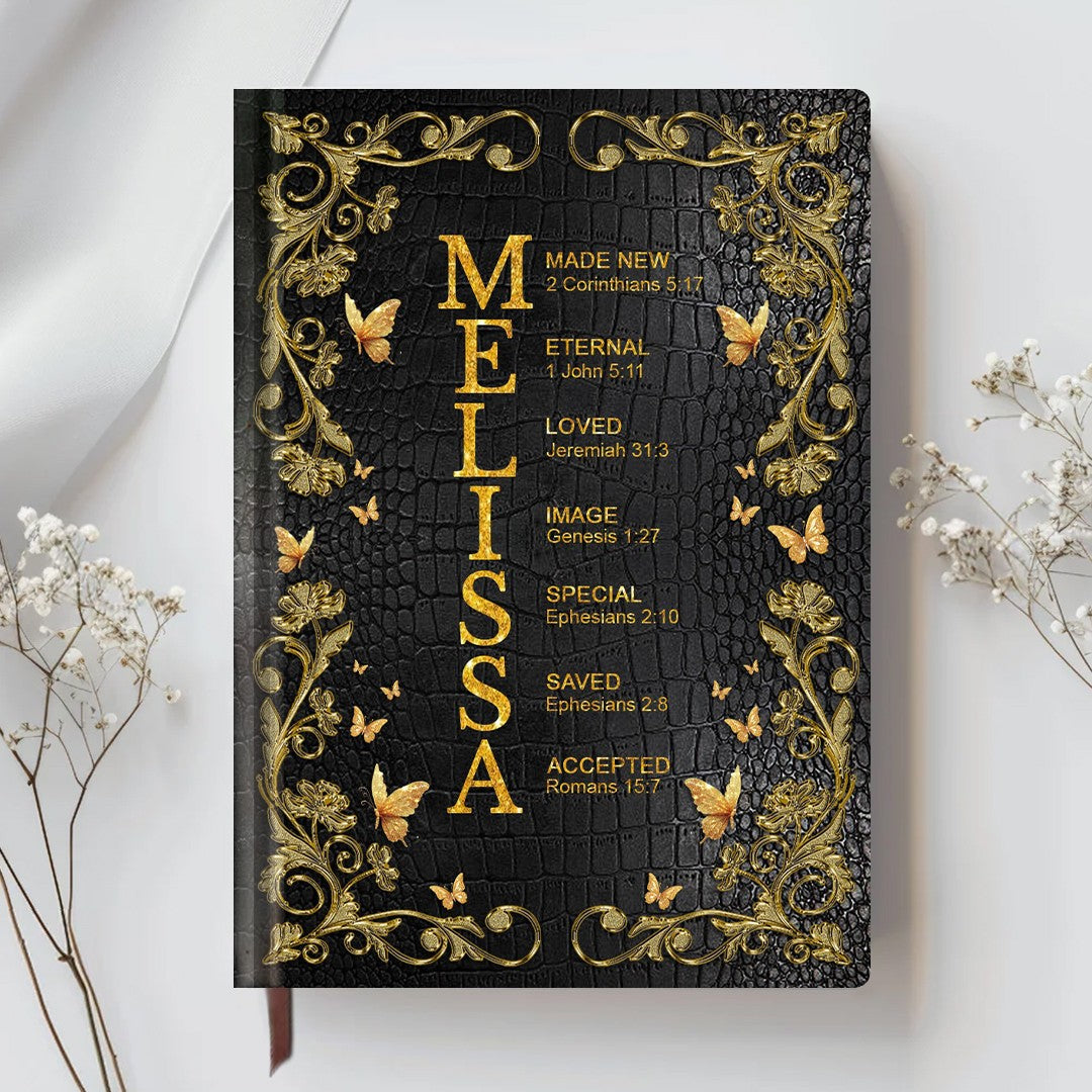 Custom Bible Verse & Name – Uncover the sacred meaning of your name | Personalized Leather Notebook