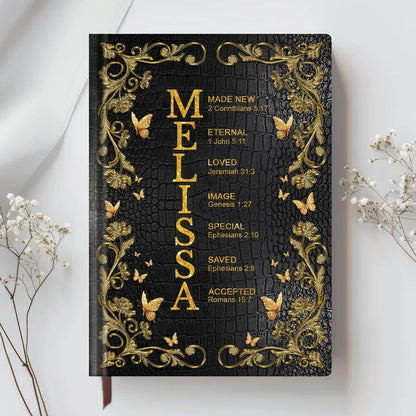 Custom Bible Verse & Name – Uncover the sacred meaning of your name | Personalized Leather Notebook